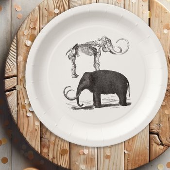 Woolly Mammoth Pre-historic Elephant And Skeleton Paper Plates by AntiqueImages at Zazzle