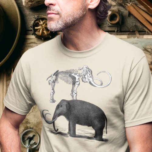 Woolly Mammoth Pre_Historic Elephant and Skeleton T_Shirt