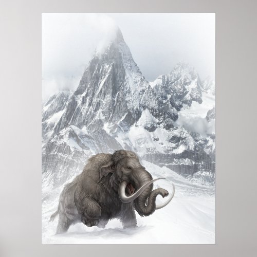 Woolly Mammoth Prehistoric Animal ice age  Poster