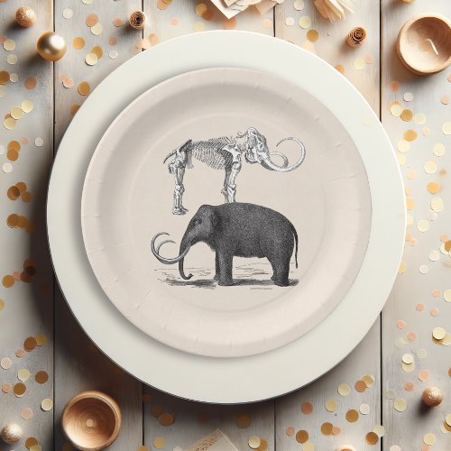 Woolly Mammoth Prehistoric Elephant and Skeleton Paper Plates