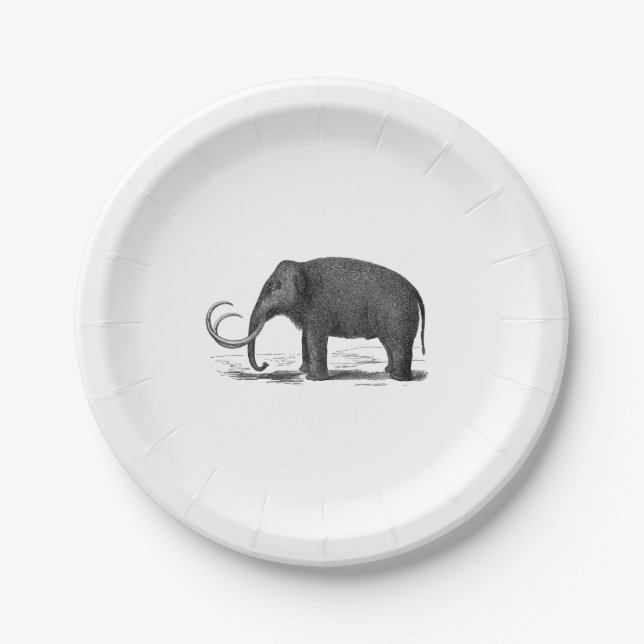 Woolly Mammoth Prehistoric Elephant Paper Plates (Front)