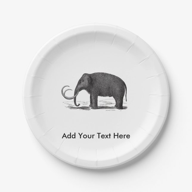 Woolly Mammoth Prehistoric Elephant Paper Plates (Front)