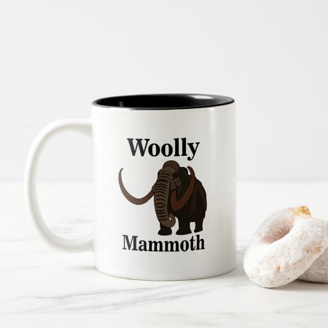 Woolly Mammoth  Two-Tone Coffee Mug (With Donut)