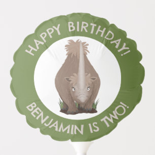 woolly rhino elasmotherium personalized birthday balloon