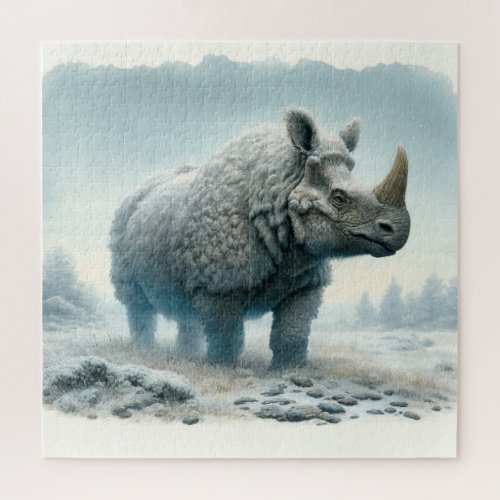 Woolly Rhinoceros AREF413 _ Watercolor Jigsaw Puzzle