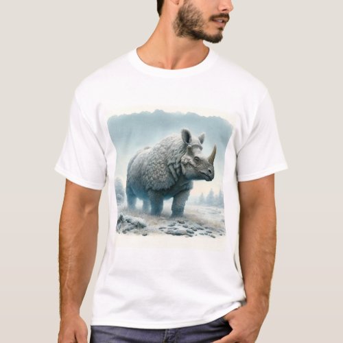 Woolly Rhinoceros AREF413 _ Watercolor T_Shirt