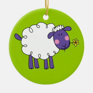 Woolly sheep ceramic ornament