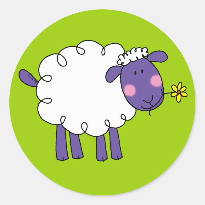 Woolly sheep round sticker