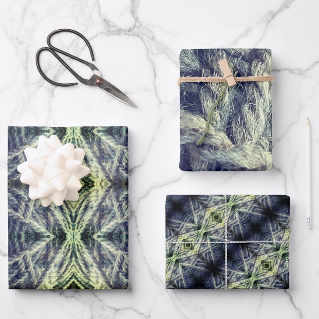 Woolly String Texture Wrapping Paper Sheet (Front)