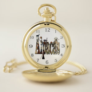 Woolly Warriors: Alpaca Name With Alpacas Pocket Watch