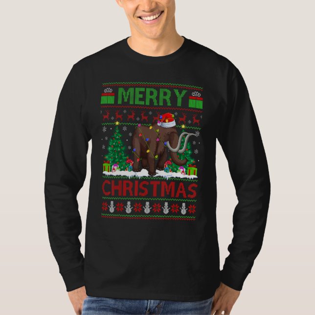 Woolly   Xmas Tree Lights Ugly Santa Woolly Christ T-Shirt (Front)