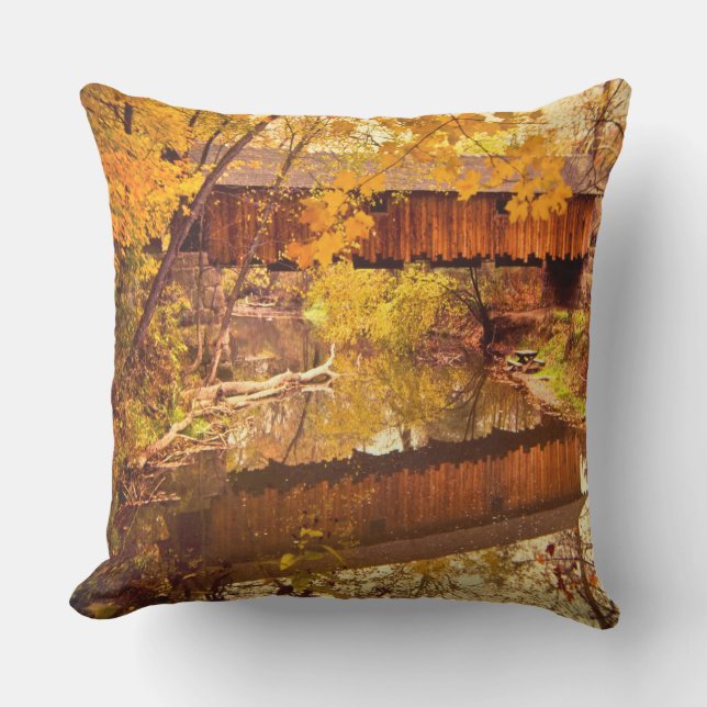 Woolslayer Covered Bridge Throw Pillow (Front)