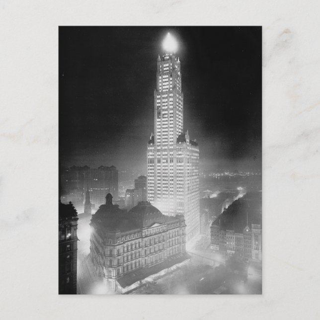 Woolworth Building at Night, 1920 Postcard (Front)