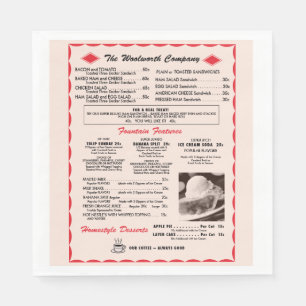 Woolworth Menu Paper Napkins