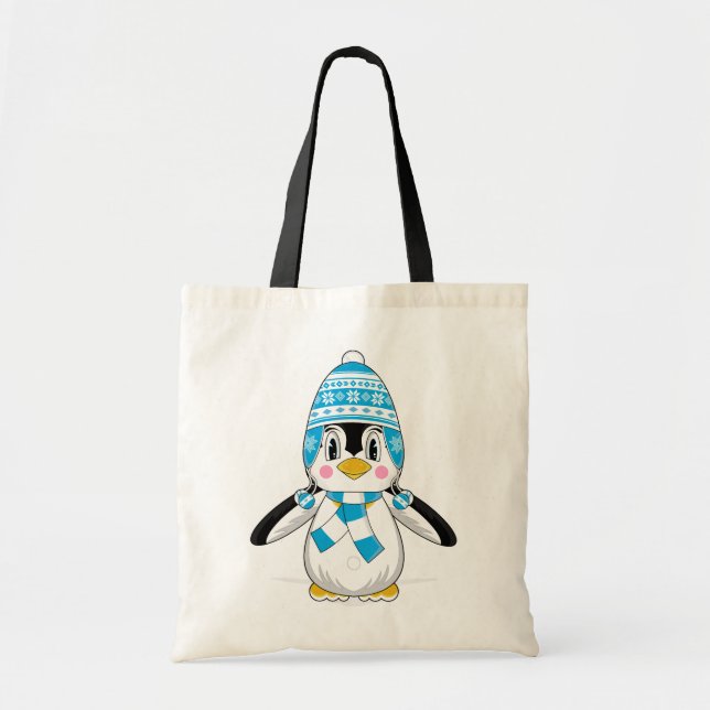 Wooly Hat Penguin Tote Bag (Front)