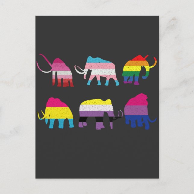 Wooly Mammoth LGBT Flag Gay Pride Month Trans Postcard (Front)
