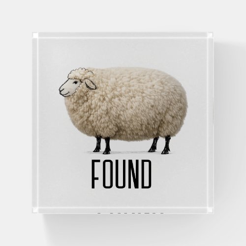 Wooly Sheep with Found Text Paperweight