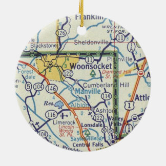 Woonsocket RI Vintage Map Ceramic Ornament