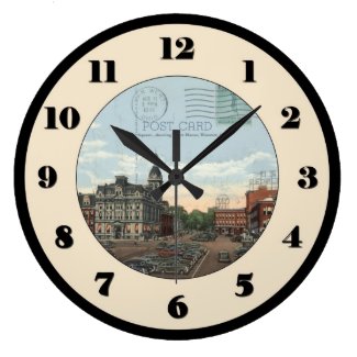 Wooster Ohio Post Card Clock - Public Square 1941