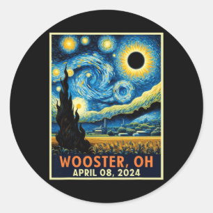 Wooster Ohio Total Solar Eclipse 2024 Starry Night Classic Round Sticker
