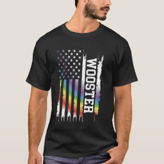 Wooster United States Distressed Rainbow w US Flag T-Shirt
