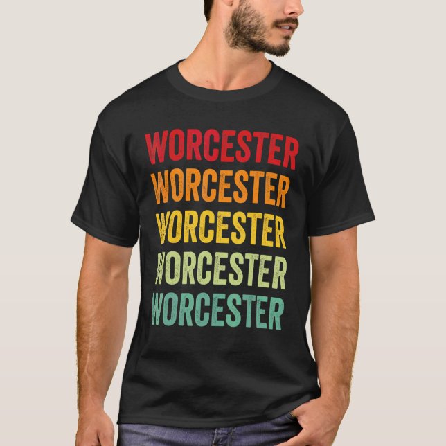 Worcester County Maryland Rainbow Text Design T-Shirt (Front)