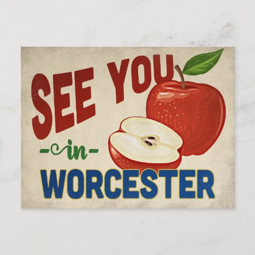 Worcester Massachusetts Apple _ Vintage Travel Postcard