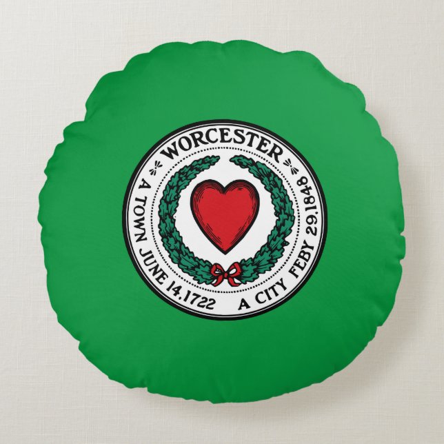 Worcester (Massachusetts) City flag   Round Pillow (Front)
