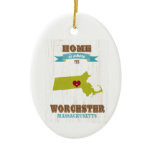 Worcester, Massachusetts Map – Home Is Where Ceramic Ornament Worcester, Massachusetts Map – Home Is Where Ceramic Ornament