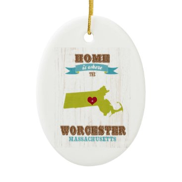 Worcester, Massachusetts Map – Home Is Where Ceramic Ornament