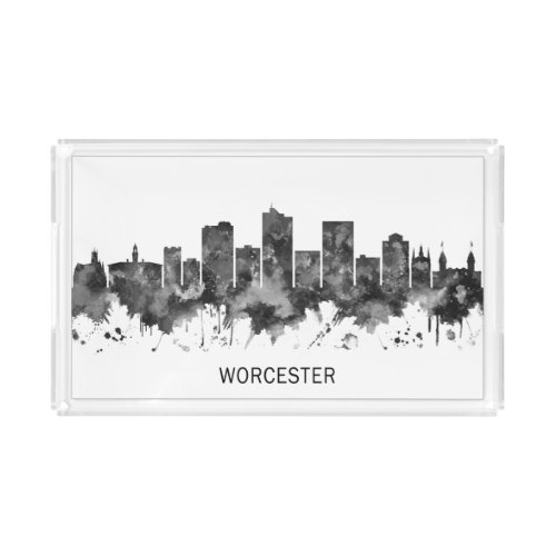 Worcester Massachusetts Skyline BW Acrylic Tray