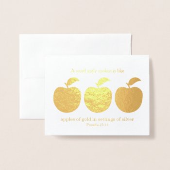 Word Aptly Spoken Apples Gold Pastor Appreciation Foil Card by OnceForAll at Zazzle