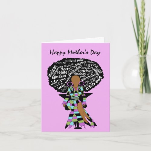 Word Art Afro Lady African American Mothers Day C Card