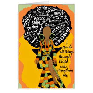 Word Art Afro Woman American Mother Birthday  Card