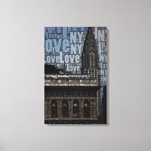 Word Art Chrysler Building I Love NY Canvas Print