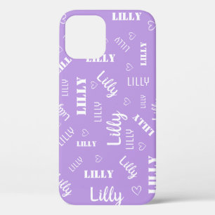 Word Art Cloud Pastel Purple Lilac Custom Name iPhone 12 Case