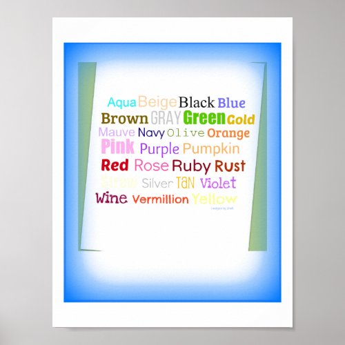 Word Art Collage For Colors Poster