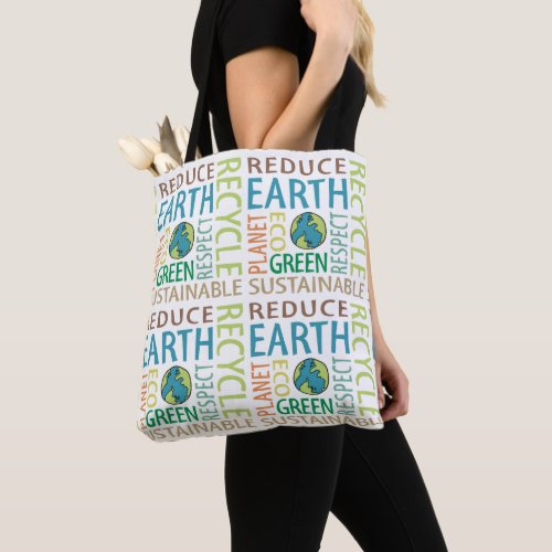 Word Art Earth Day Tote Bag