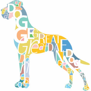 Word Art Great Dane silhouette light pastel colors Statuette
