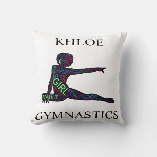 Word Art Gymnastics Throw Pillow