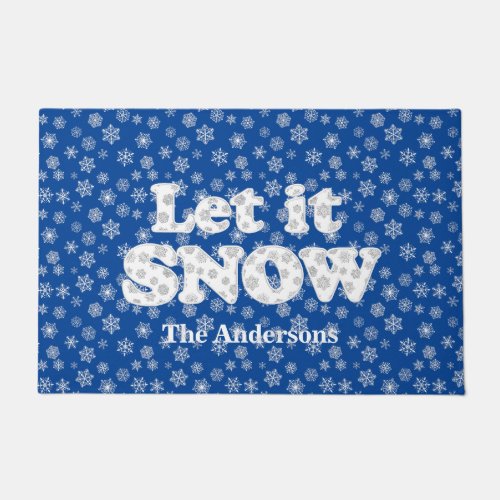 Word Art _ Let it Snow with Snowy Background  Doormat