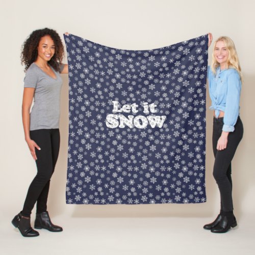 Word Art _ Let it Snow with Snowy Background Fleece Blanket