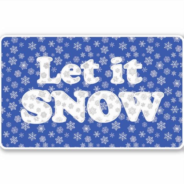 Word Art - Let it Snow with Snowy Background  Sticker (Front)