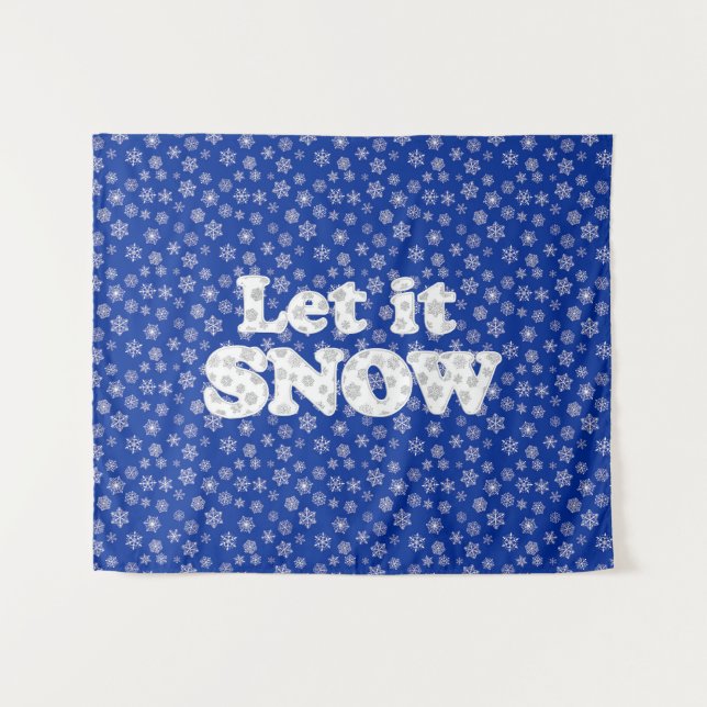 Word Art - Let it Snow with Snowy Background  Tapestry (Front (Horizontal))