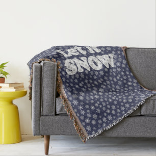 Word Art - Let it Snow with Snowy Background Throw Blanket