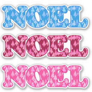Word Art - Noel Patterned with Christmas Trees Sticker
