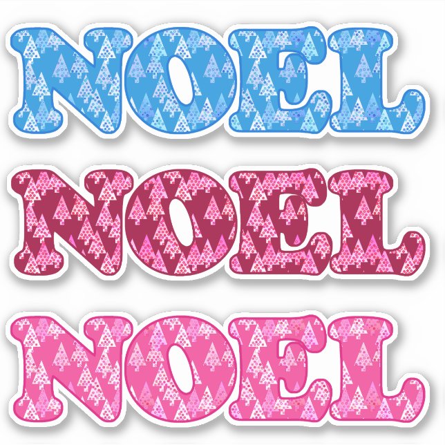 Word Art - Noel Patterned with Christmas Trees Sticker (Front)