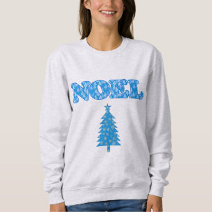 Word Art - Noel Patterned with Trees Light Blue Sweatshirt