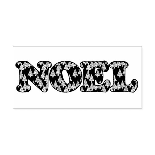 Word Art _ Noel Patterned with Trees Rubber Stamp