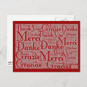 Word Art: Thank You in Multi Languages - Red White Postcard (Front/Back)